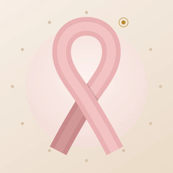 The Breast Health Hub ribbon: a pink breast health awareness ribbon inside a ring of twelve dots, one for each month. Artwork by SHAPE