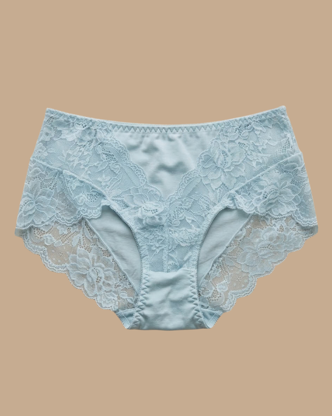 Lace Cotton Bottoms in Sky Blue, worn by a model — SHAPE Lingerie