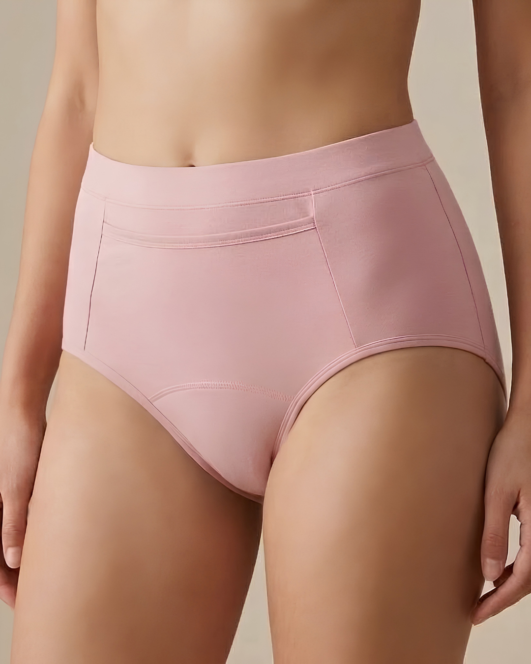 Plain Cotton Brief in Baby Pink, worn by a model — SHAPE Lingerie