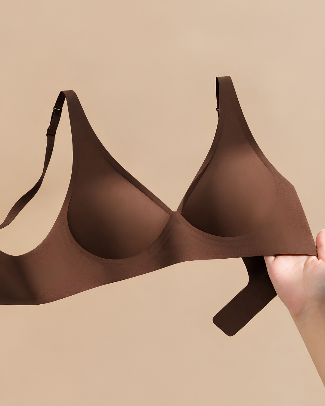 Plunge Lite Bra in Brown, worn by a model — SHAPE Lingerie