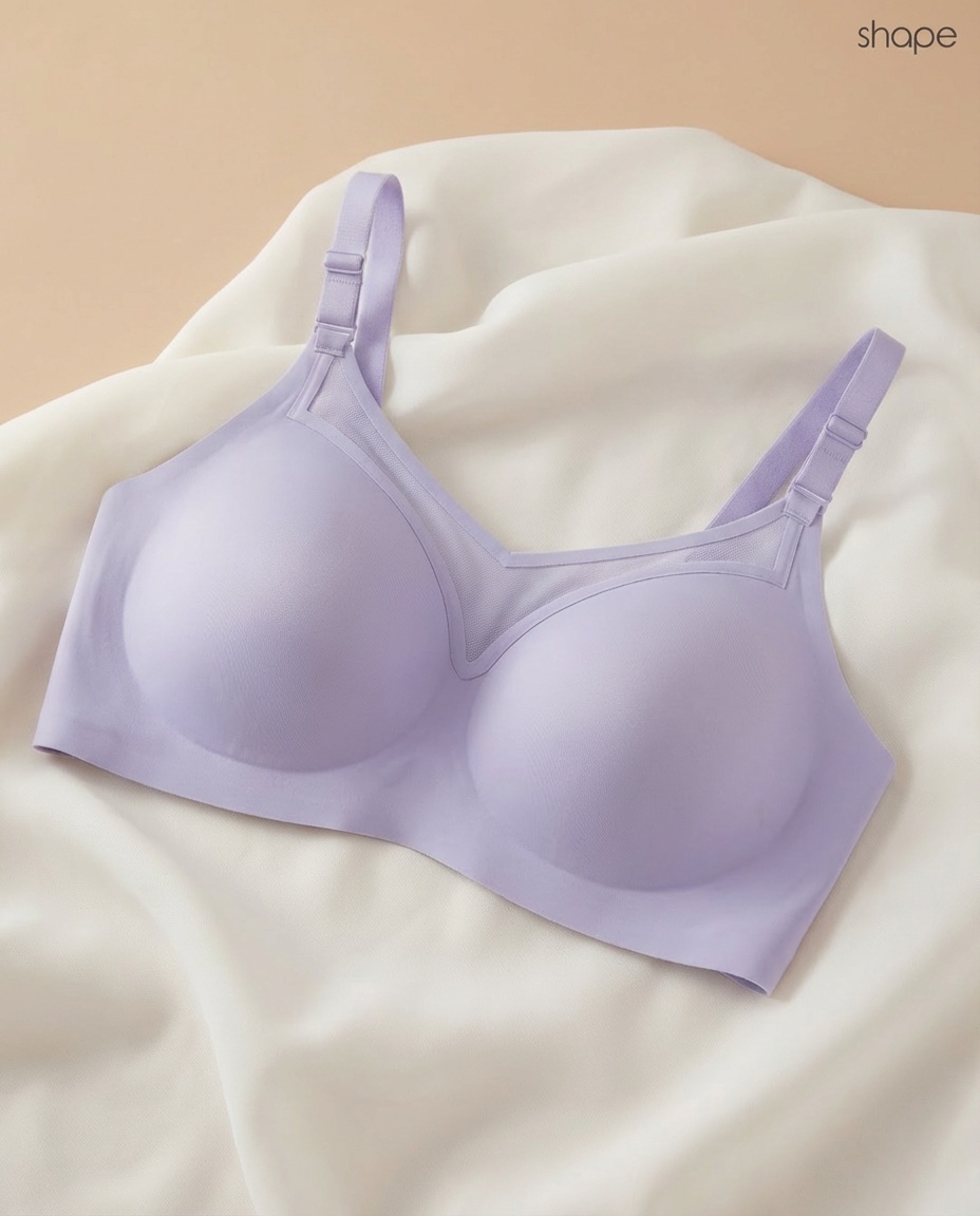 Mesh Minimizer Bra in Lilac, detail view — SHAPE Lingerie