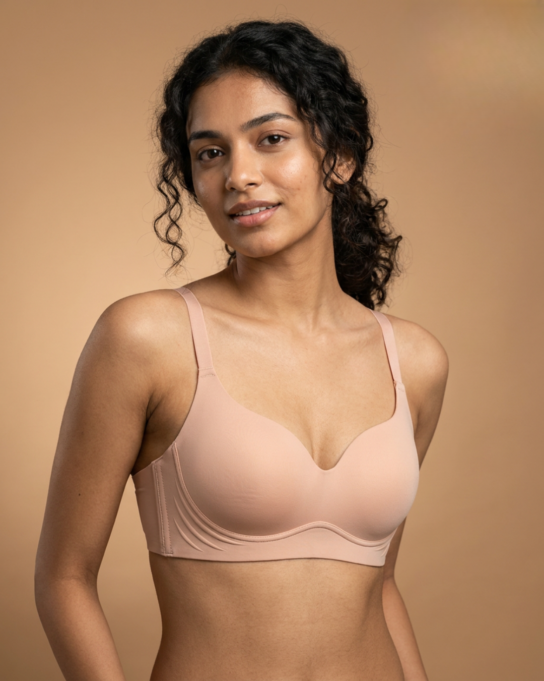 Seamless T-Shirt Bra in Beige, detail view — SHAPE Lingerie