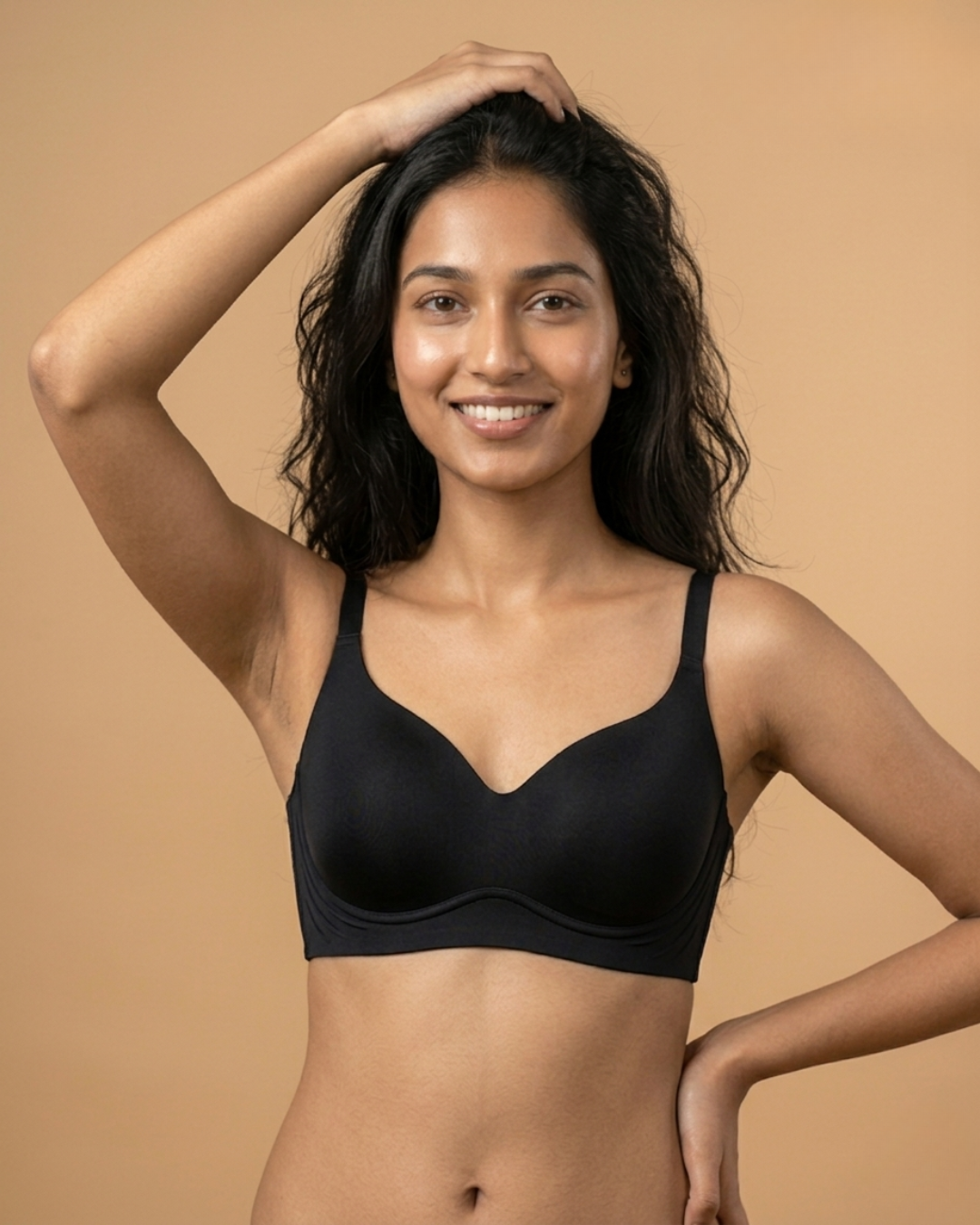 Seamless T-Shirt Bra in Black, detail view — SHAPE Lingerie