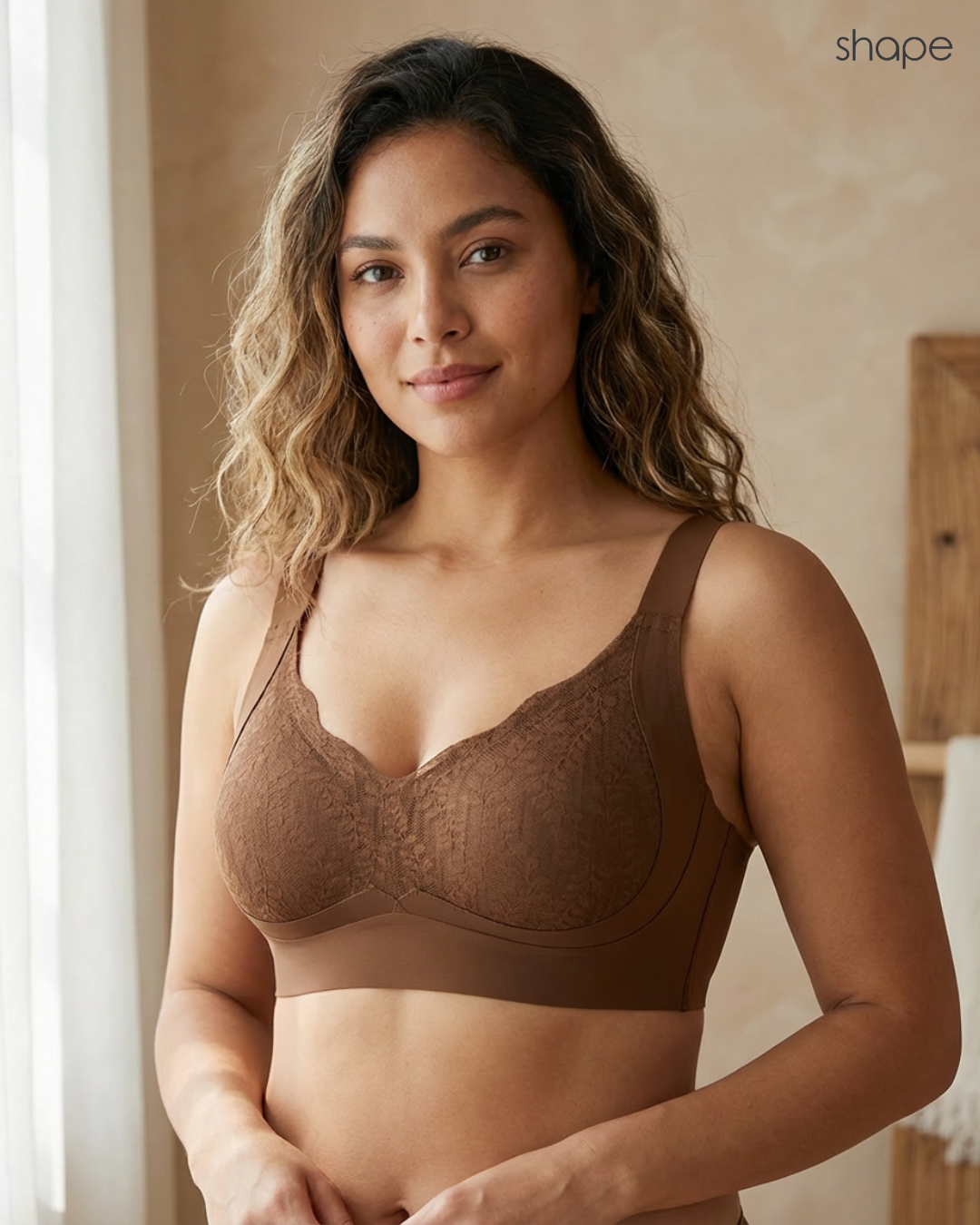 Sure Cover Bra in Brown, front view — SHAPE Lingerie