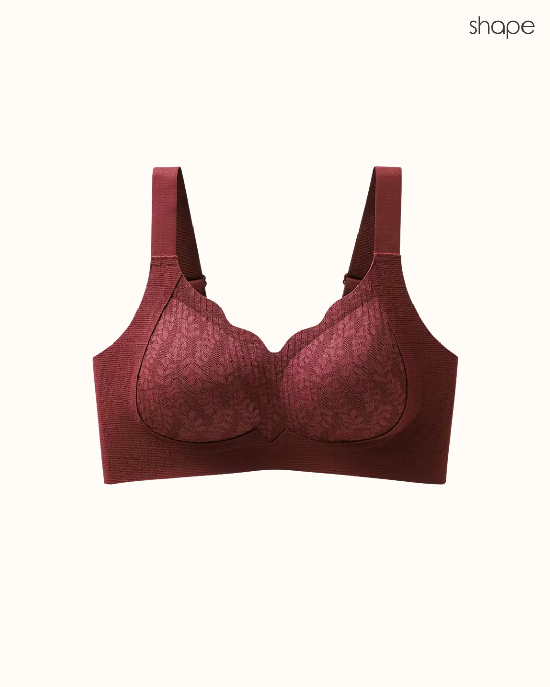 Sure Cover Bra in Maroon, detail view — SHAPE Lingerie
